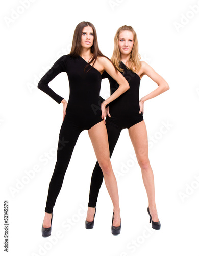 two sexy girls wearing leotard