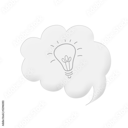 Idea bulb in bubble cloud illustration isolated on white backgro