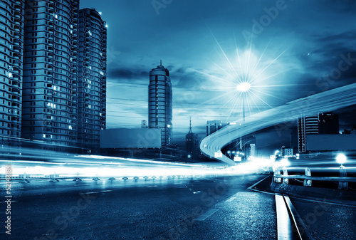 Photography light trails on the street in shanghai ,China.