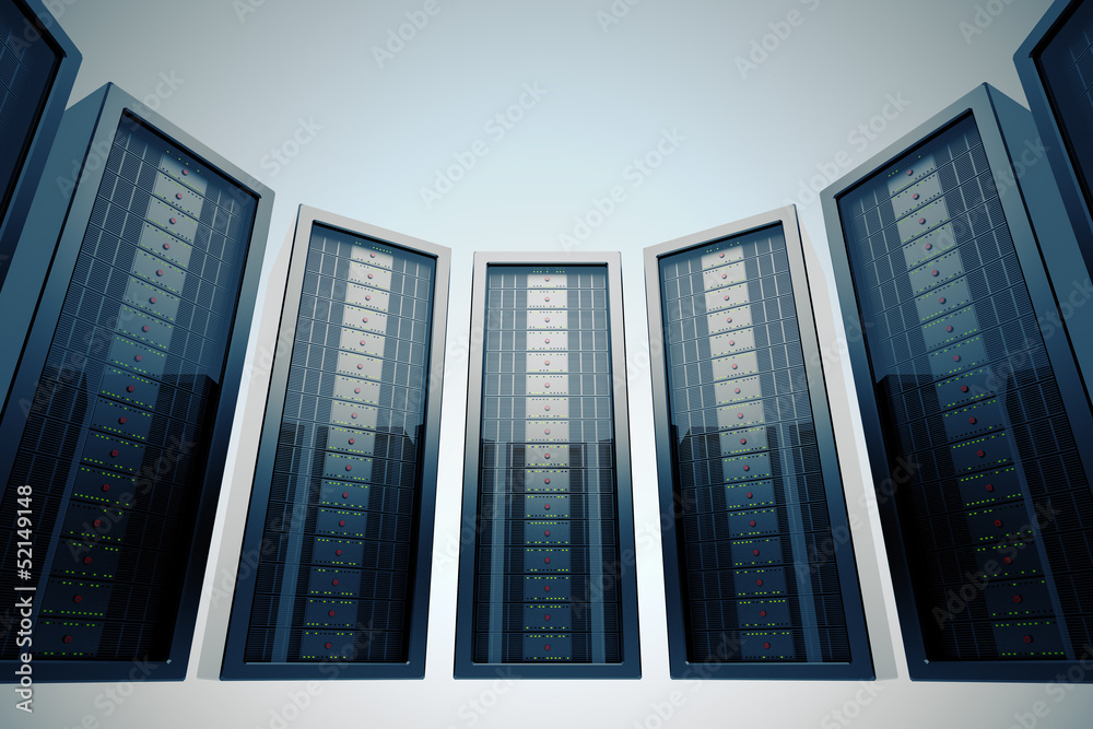 Rack of servers. Rack of servers.