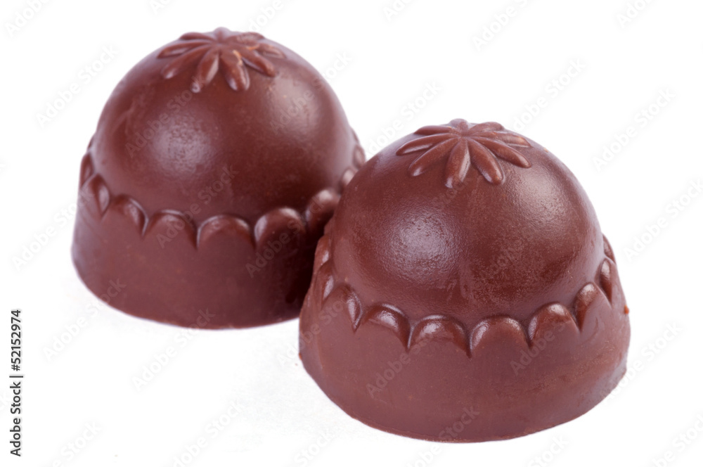 Obraz premium Chocolate candy on white background