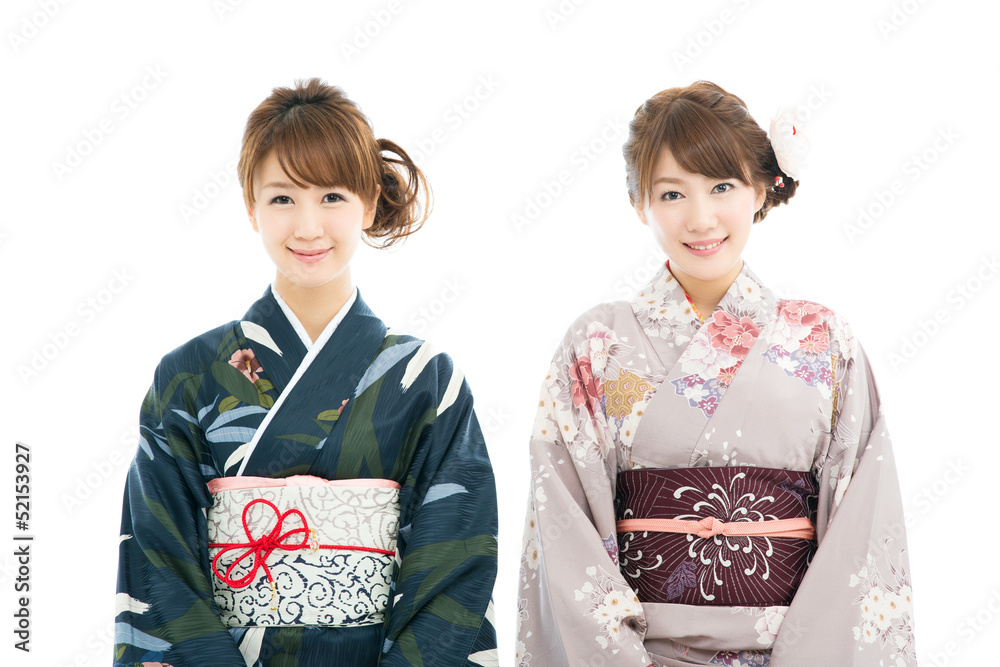 Beautiful japanese kimono women isolated on white background Beautiful japanese kimono women isolated on white background