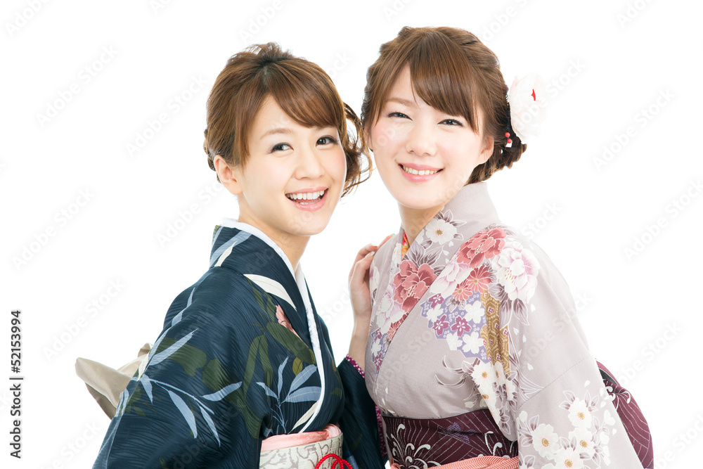 Beautiful japanese kimono women isolated on white background Beautiful japanese kimono women isolated on white background