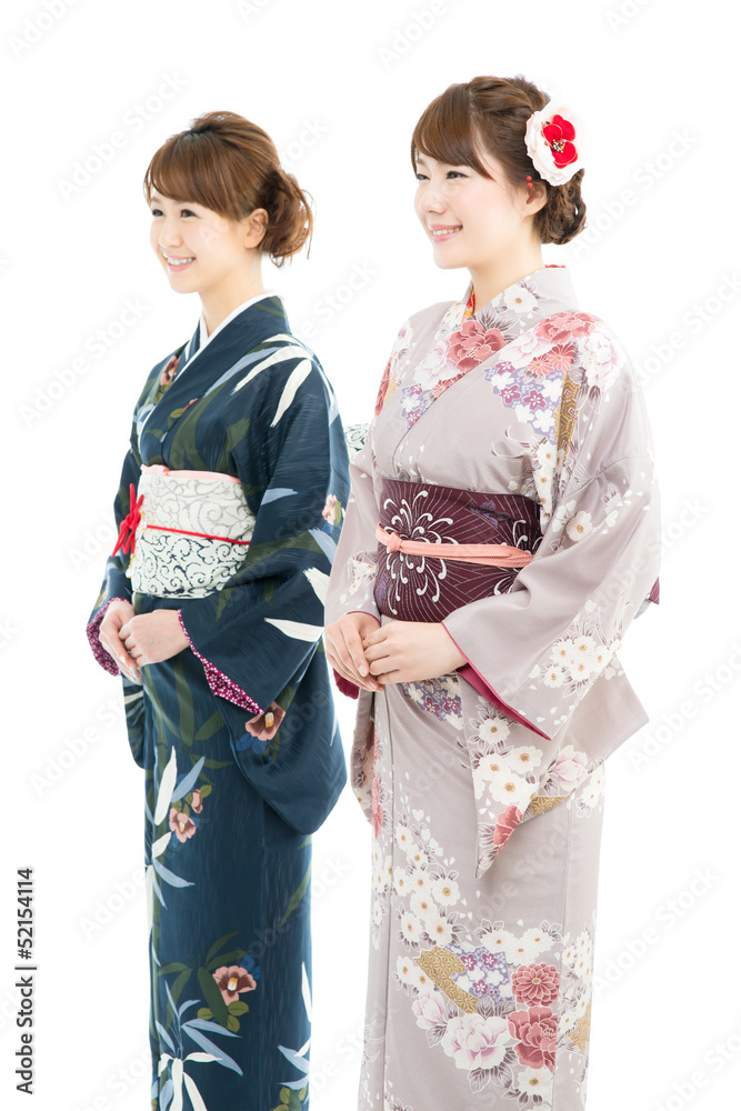 Beautiful japanese kimono women isolated on white background Beautiful japanese kimono women isolated on white background