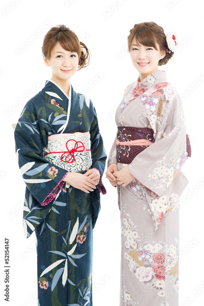 Beautiful japanese kimono women isolated on white background Beautiful japanese kimono women isolated on white background