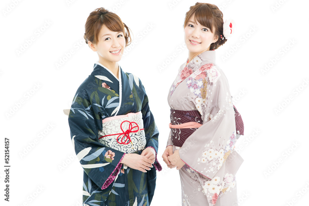Beautiful japanese kimono women isolated on white background Beautiful japanese kimono women isolated on white background