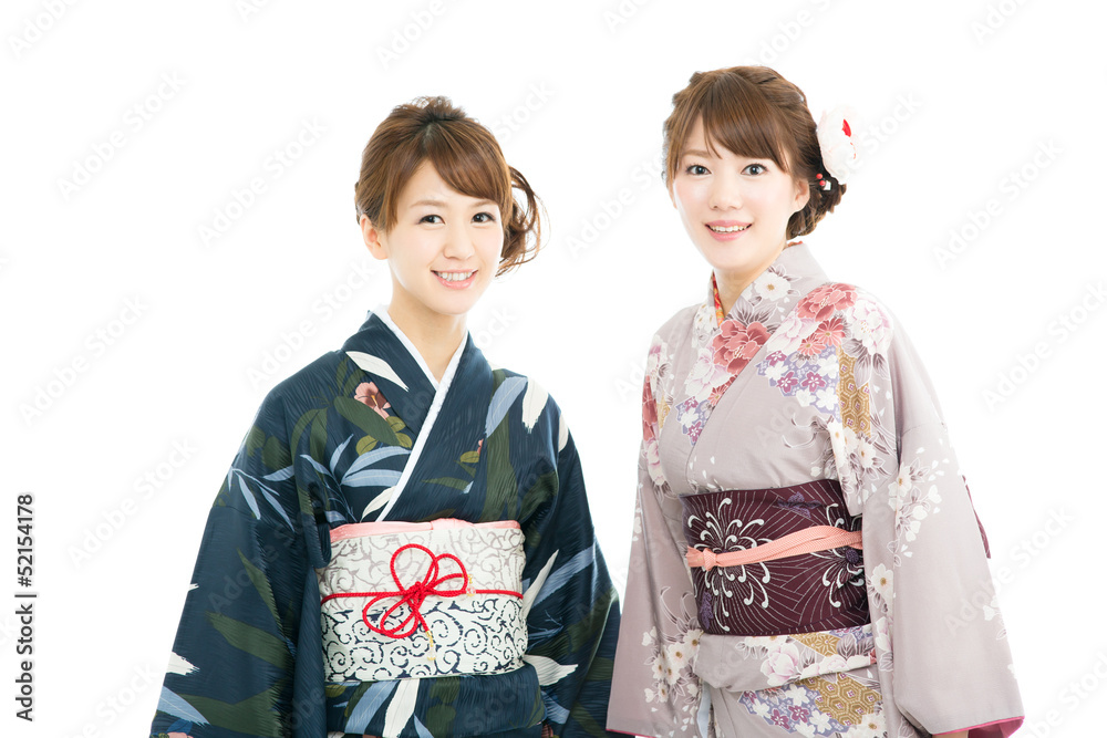 Beautiful japanese kimono women isolated on white background Beautiful japanese kimono women isolated on white background