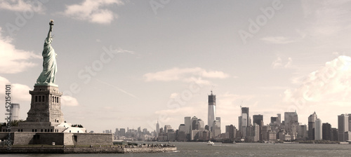 Panorama on Manhattan, NYC - sepia image