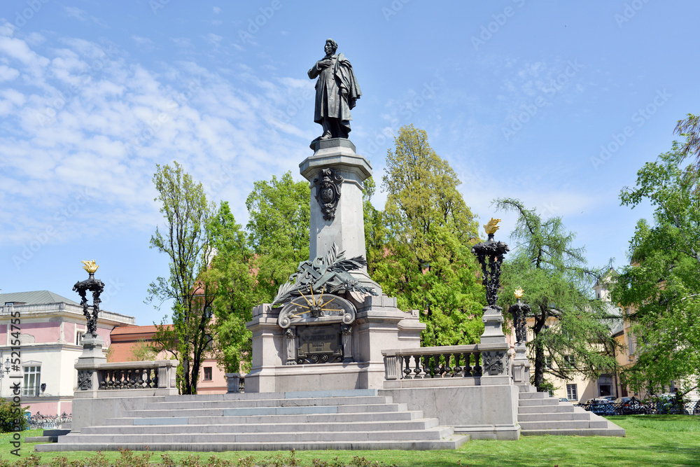 Monument of Polish poet Adam Mickiewicz. Warsaw, Poland