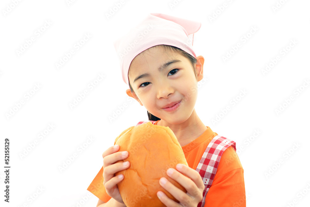 パンを食べる女の子 パンを食べる女の子