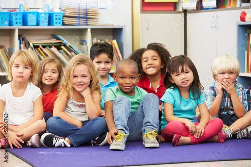 Group of Elementary Pupils In Classroom