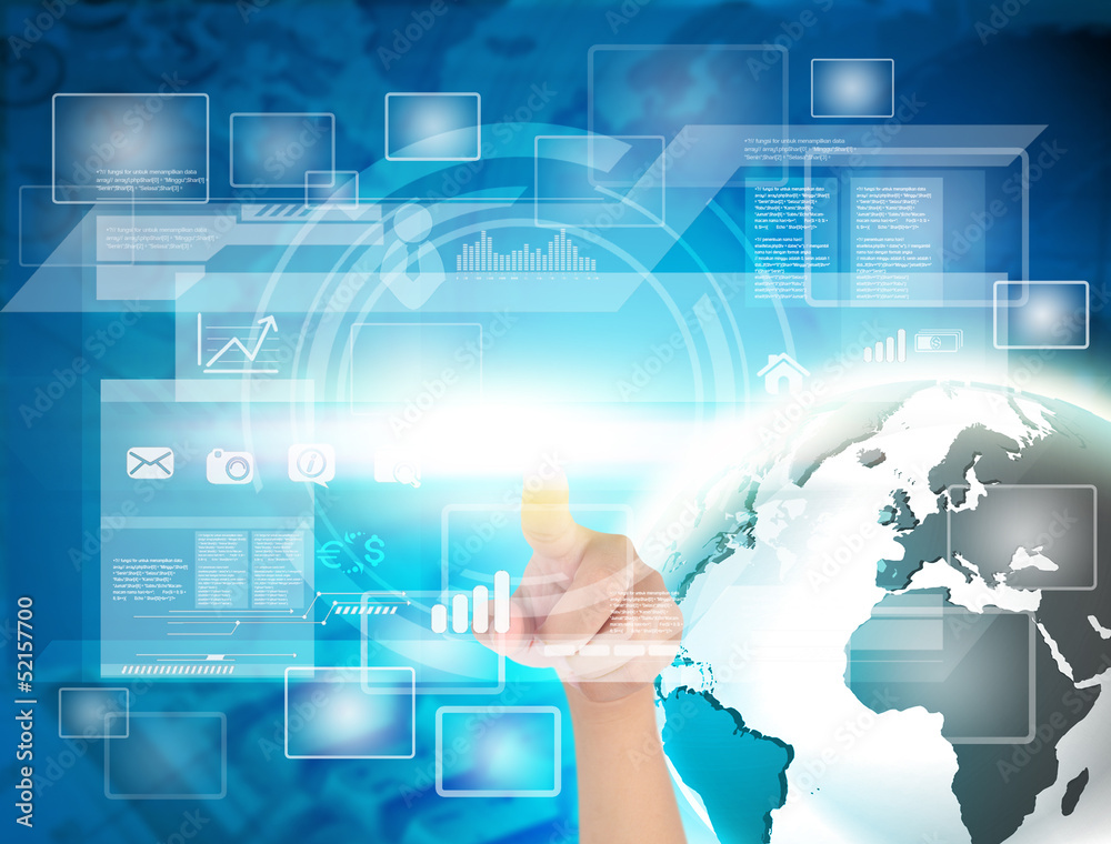 hand touching digital virtual technology in the world hand touching digital virtual technology in the world