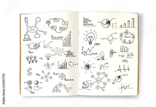 Business concept and graph drawing on book photo