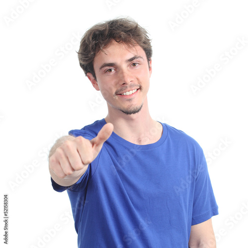Portrait of young man with thumb up
