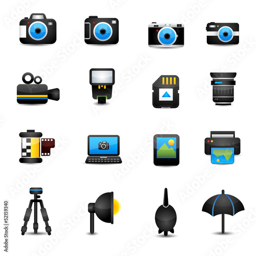 Camera Icons and Camera Accessories black