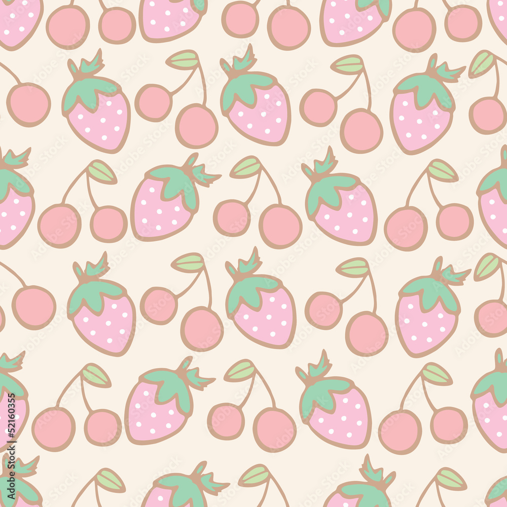 Seamless pattern of strawberry and cherry cartoon Seamless pattern of strawberry and cherry cartoon