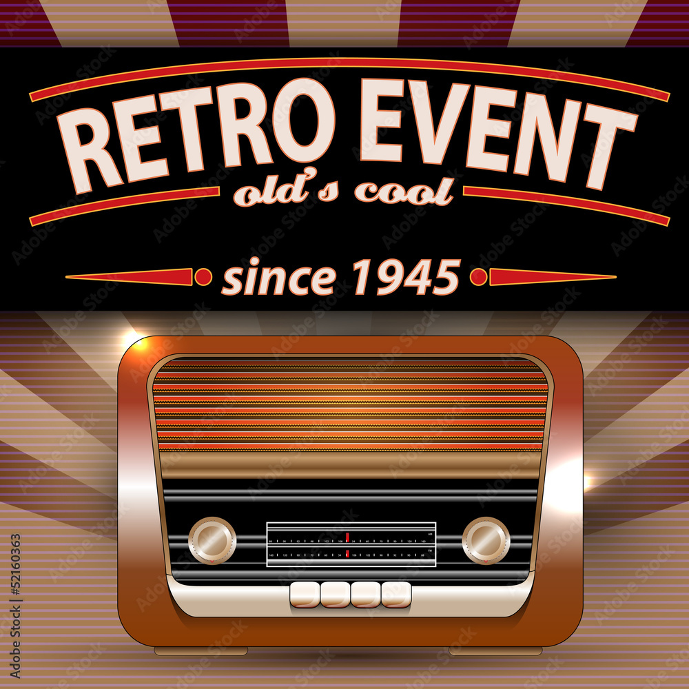 Retro Party Flyer with Vintage Radio