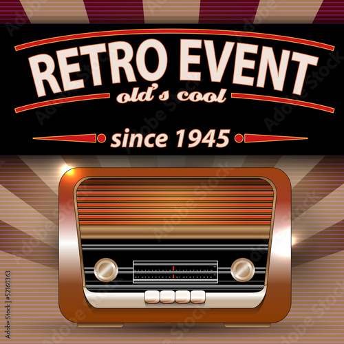 Retro Party Flyer with Vintage Radio