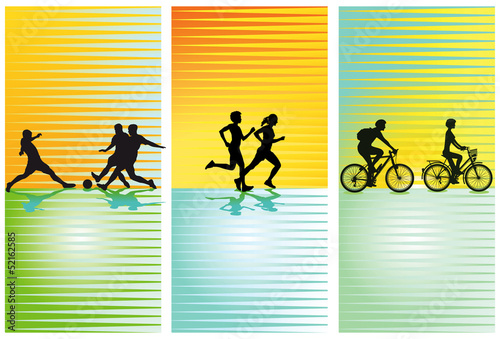 Sportarten, Fußball, Laufen, Radfahren