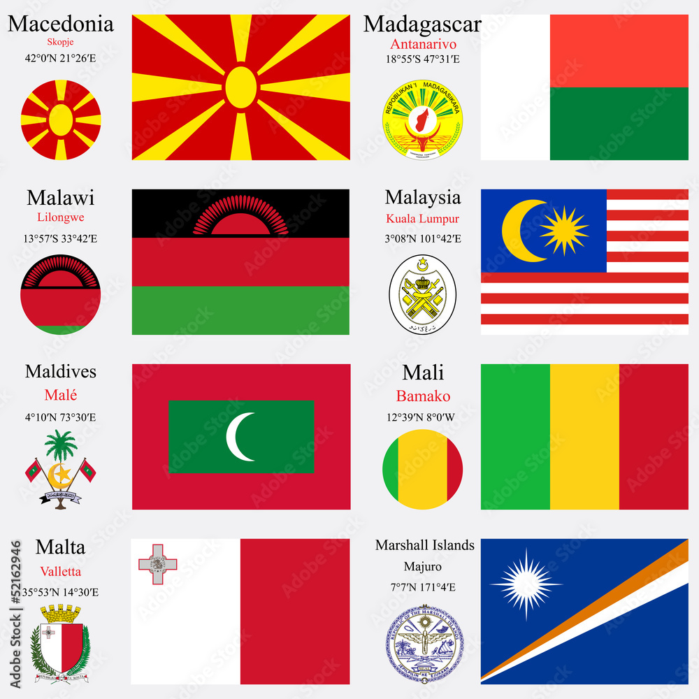 world flags and capitals set 14 Stock Vector Adobe Stock