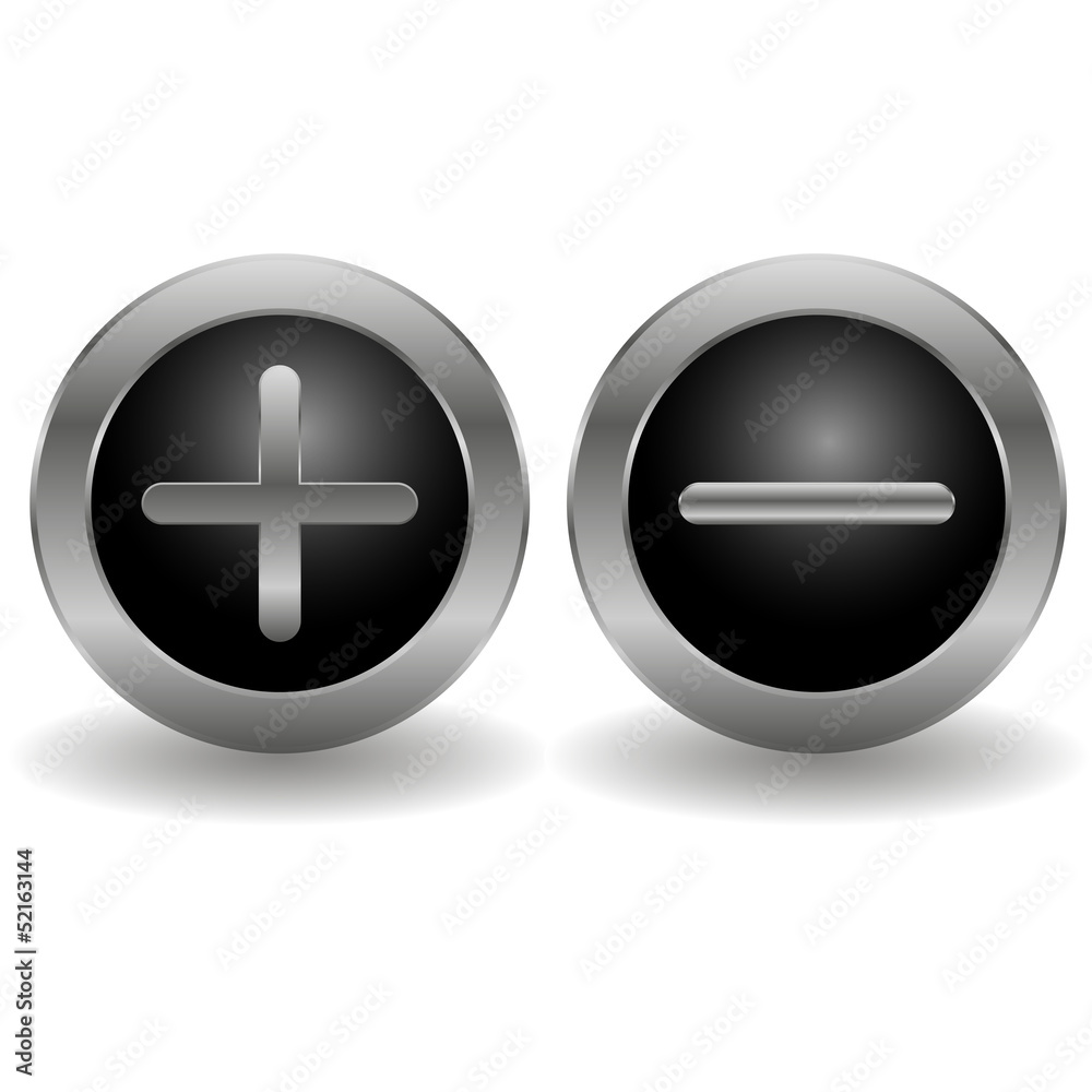 Fototapeta premium Metallic plus and minus buttons