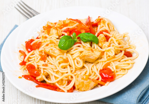 Chicken Breast with spaghetti and vegetables
