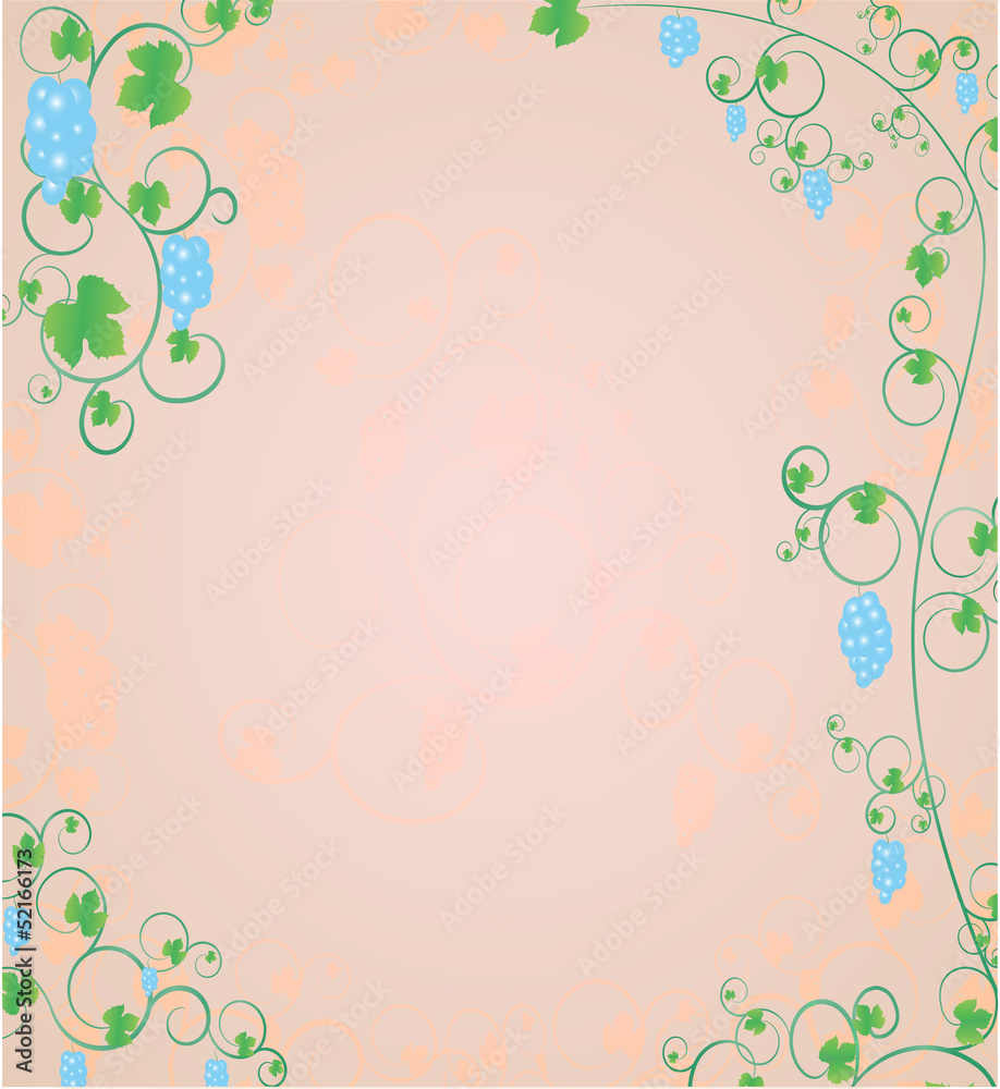 Decorative postcard with elements of grapevines Decorative postcard with elements of grapevines