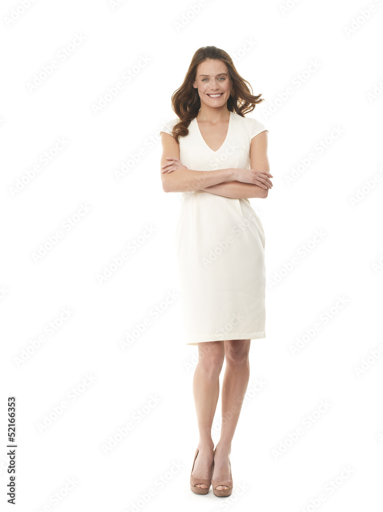 Successful young businesswoman on white Successful young businesswoman on white