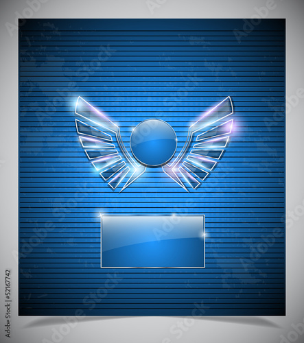 Abstraction blue background with  wings.