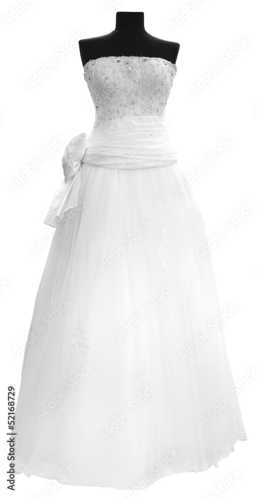 Modern white wedding dress isolated on white background Modern white wedding dress isolated on white background