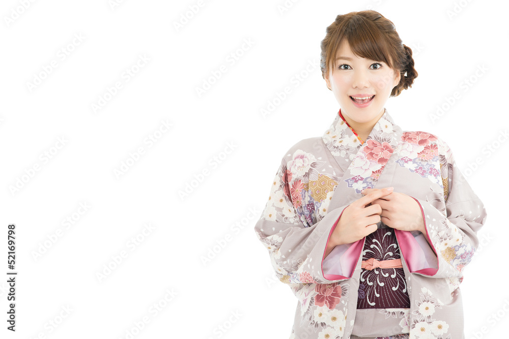 Beautiful japanese kimono woman isolated on white background Beautiful japanese kimono woman isolated on white background