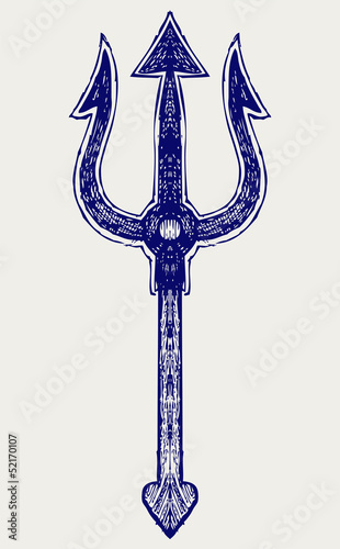 Devil trident. Doodle style