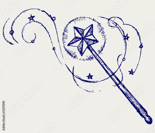 Magic wand. Doodle style