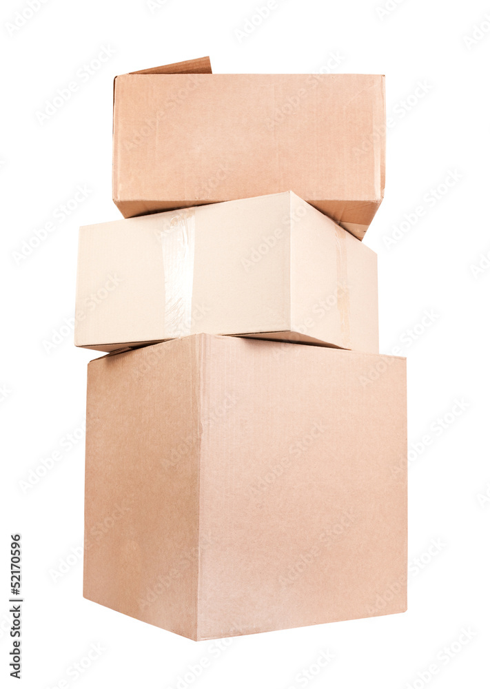 Stack of brown card box isolated on white Stack of brown card box isolated on white