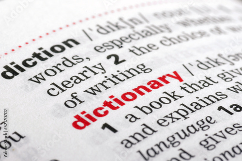 Dictionary word from a free dictionary, close up