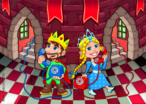Queen and King at the phone.