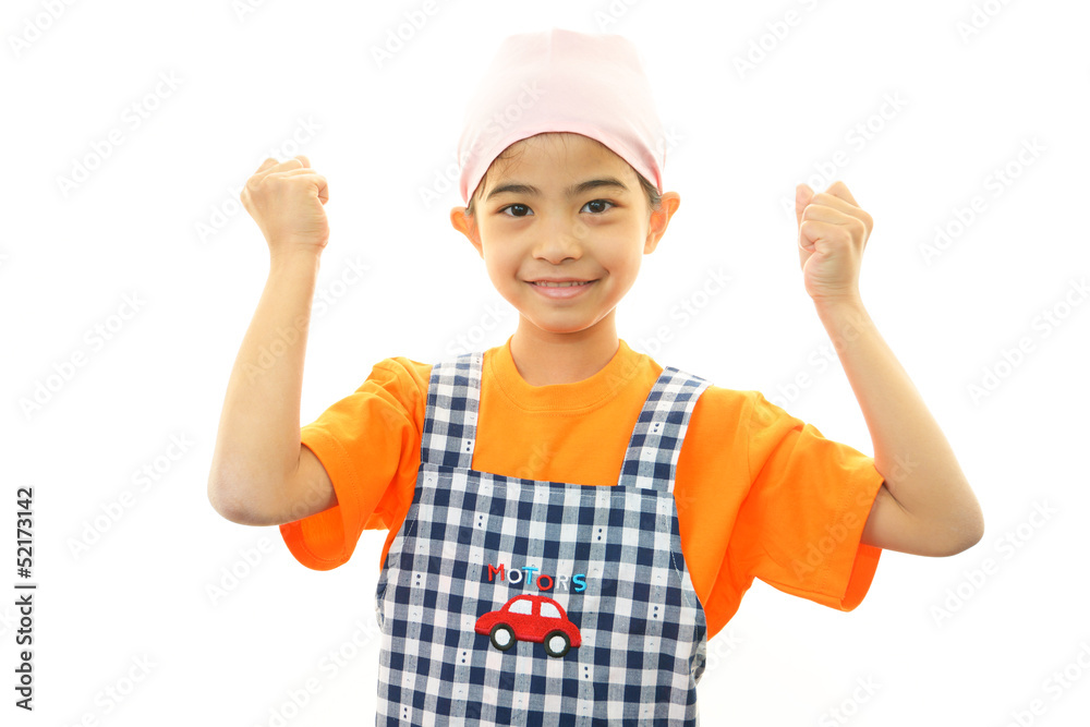 ガッツポーズの女の子