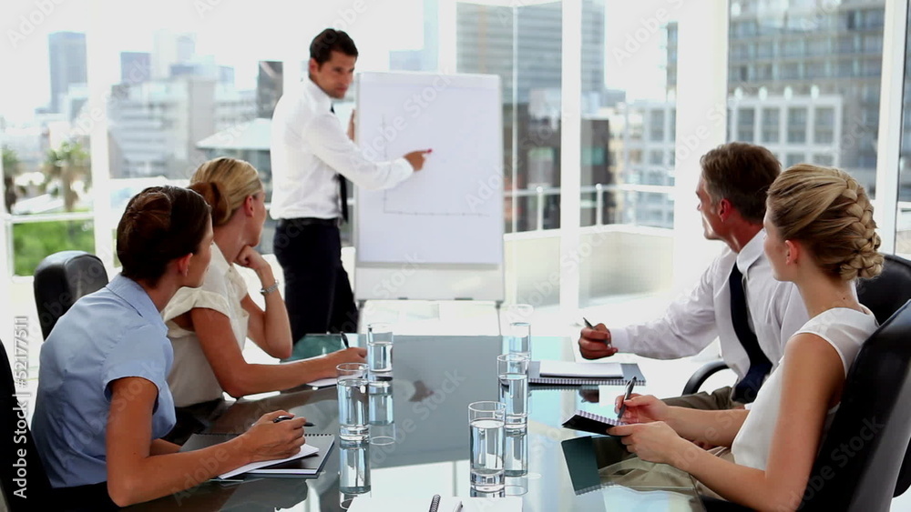 Businessman presenting something on a whiteboard