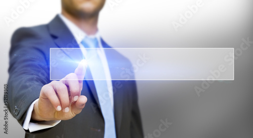 Businessman touching tactile interface