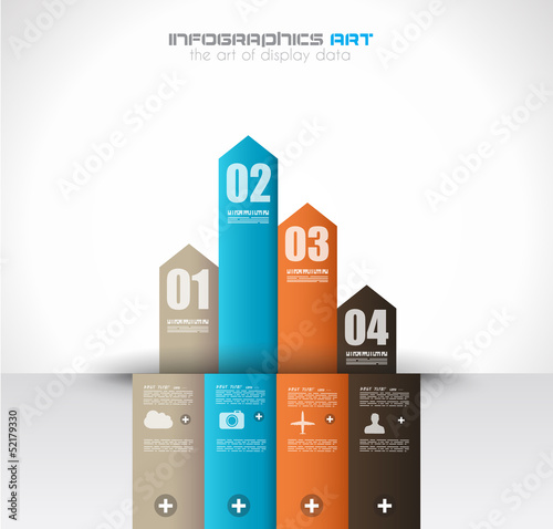 Infographic design template with paper tags