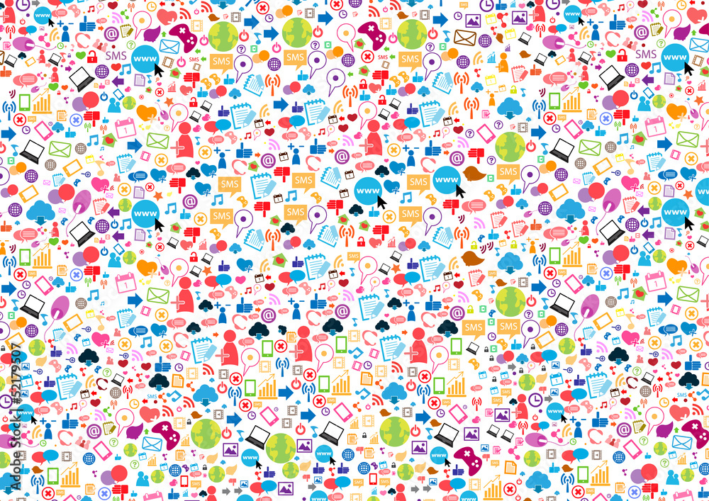 Social network background with media icons. Vector illustration