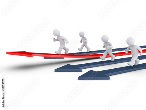 People race on arrows and one is rising