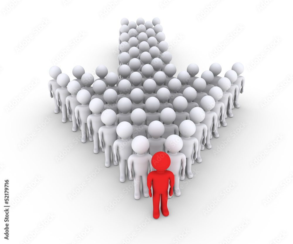 People with leader in front form an arrow People with leader in front form an arrow
