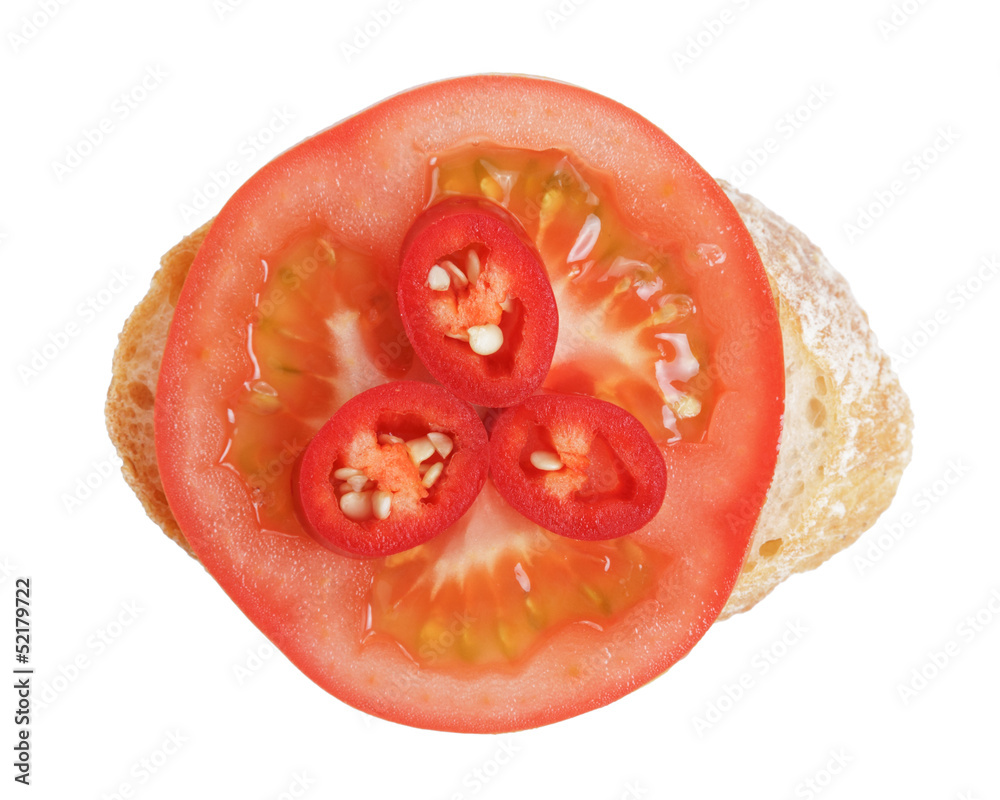 small sandwich with tomato and chili small sandwich with tomato and chili