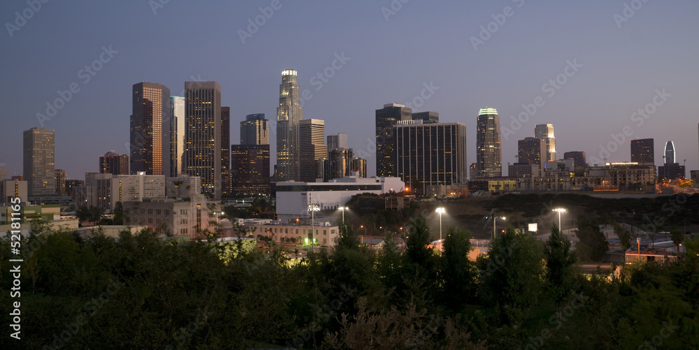 Downtown Los Angeles California City Skyline Horizontal