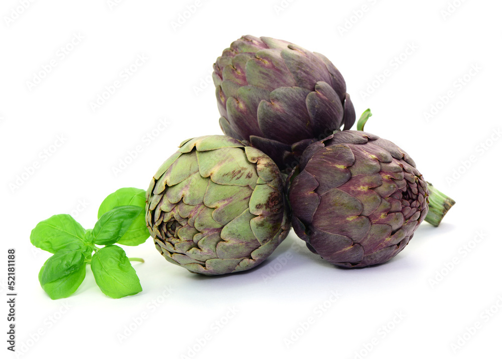 Obraz premium Artischocke, Basilikum