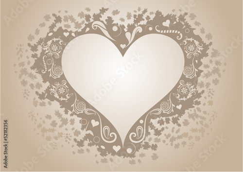 Vintage heart shaped frame with copy space.