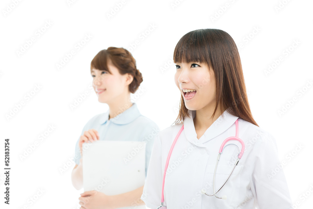Beautiful asian hospital staff isolated on white backgroound Beautiful asian hospital staff isolated on white backgroound