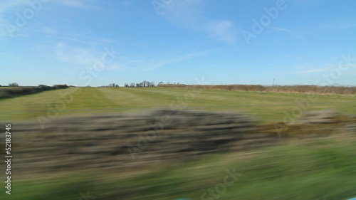 Drive in the country. Somerset fields.