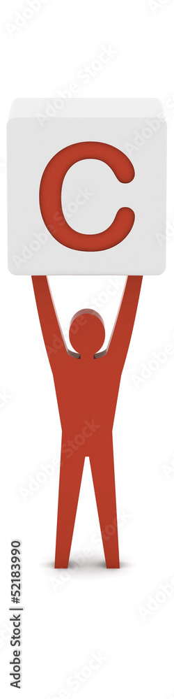 Man holding the letter C. Concept 3D illustration. Man holding the letter C. Concept 3D illustration.